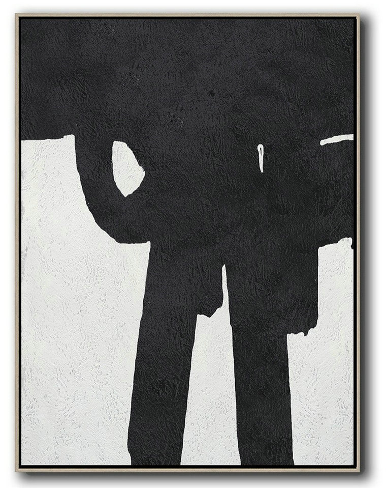 Pretty Abstract Paintings,Black And White Minimal Painting On Canvas - Hand Painted Original Art